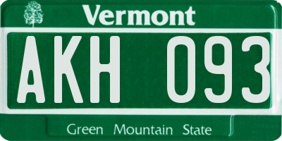 VT license plate AKH093