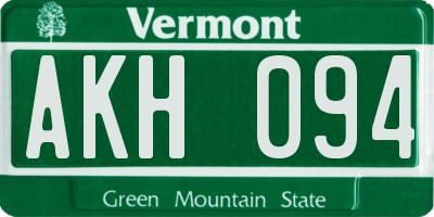 VT license plate AKH094