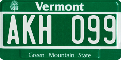 VT license plate AKH099