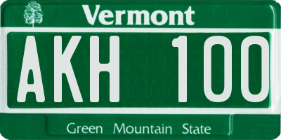 VT license plate AKH100