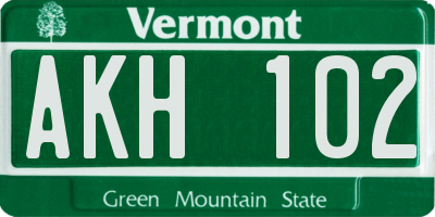 VT license plate AKH102