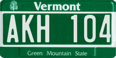 VT license plate AKH104
