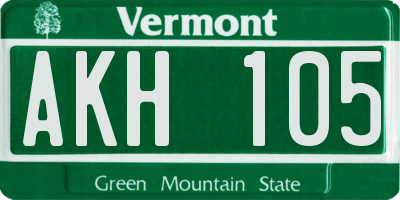 VT license plate AKH105