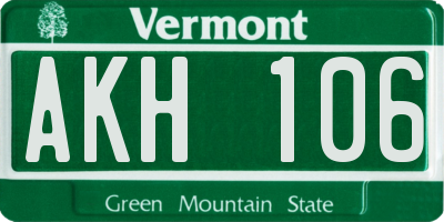 VT license plate AKH106