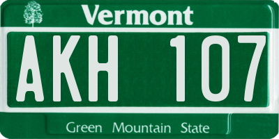 VT license plate AKH107