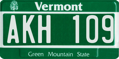 VT license plate AKH109
