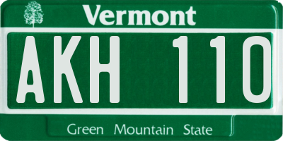 VT license plate AKH110