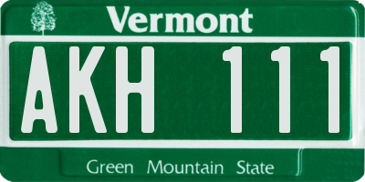 VT license plate AKH111