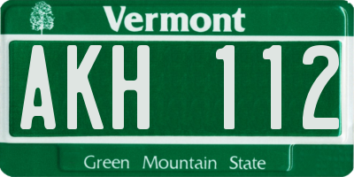 VT license plate AKH112