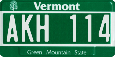 VT license plate AKH114