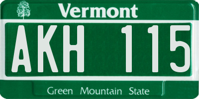 VT license plate AKH115