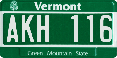 VT license plate AKH116