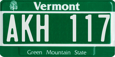 VT license plate AKH117