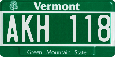 VT license plate AKH118