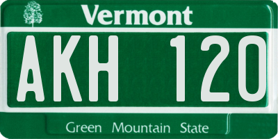 VT license plate AKH120
