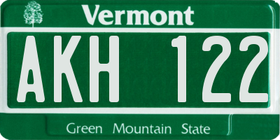 VT license plate AKH122