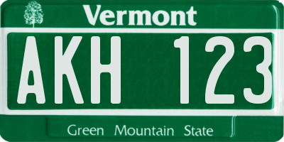VT license plate AKH123