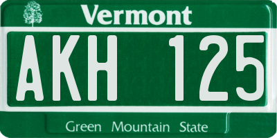 VT license plate AKH125