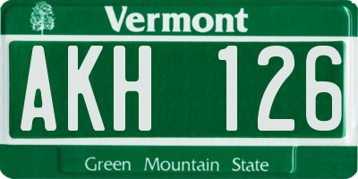 VT license plate AKH126