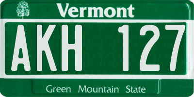 VT license plate AKH127