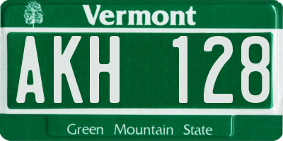 VT license plate AKH128