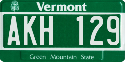VT license plate AKH129