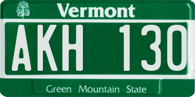 VT license plate AKH130