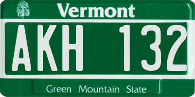 VT license plate AKH132