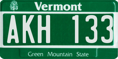 VT license plate AKH133