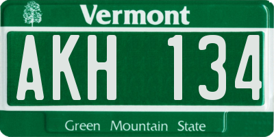 VT license plate AKH134