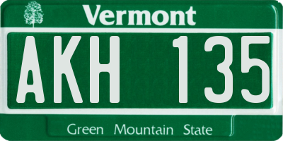 VT license plate AKH135