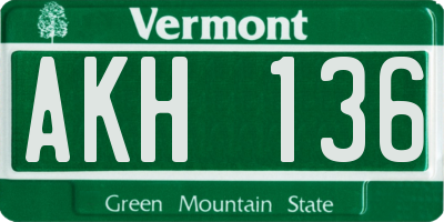 VT license plate AKH136