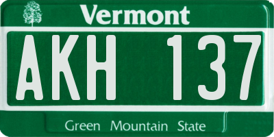 VT license plate AKH137