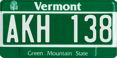 VT license plate AKH138