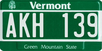 VT license plate AKH139