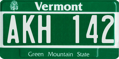 VT license plate AKH142