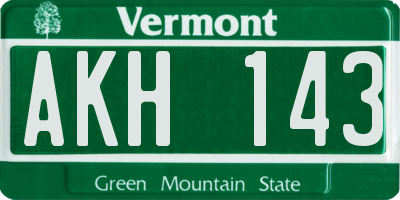 VT license plate AKH143