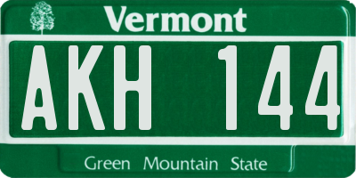 VT license plate AKH144