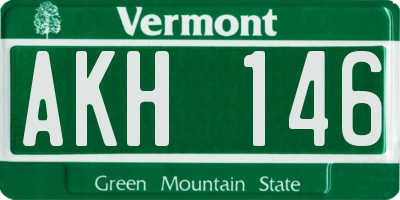 VT license plate AKH146