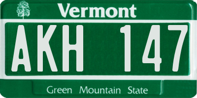VT license plate AKH147