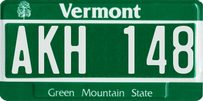 VT license plate AKH148
