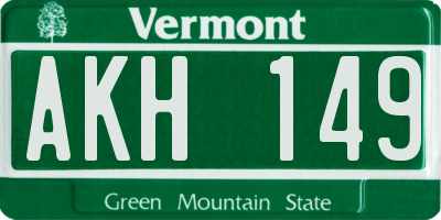 VT license plate AKH149