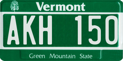 VT license plate AKH150