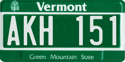 VT license plate AKH151
