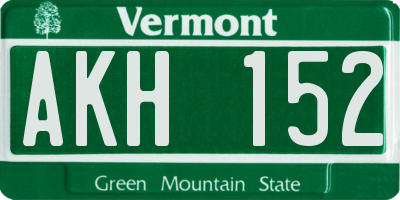 VT license plate AKH152