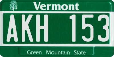VT license plate AKH153