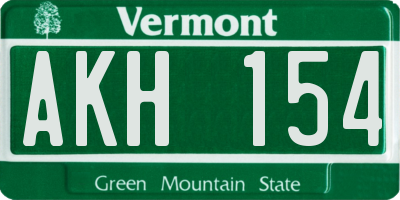 VT license plate AKH154