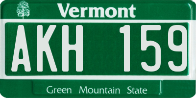 VT license plate AKH159