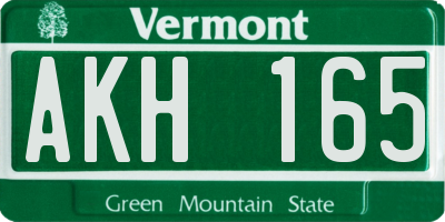 VT license plate AKH165