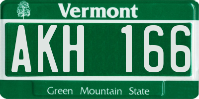 VT license plate AKH166